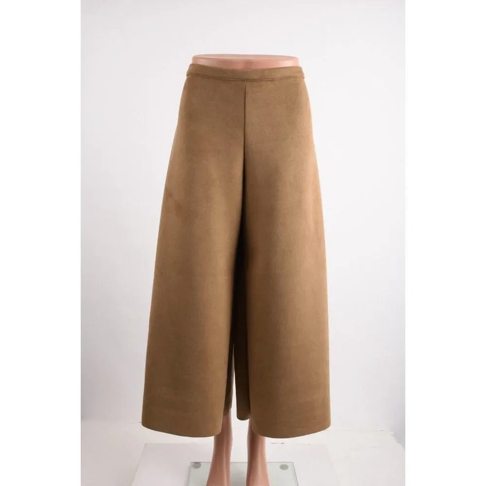 Bryn Walker Womens Faux Suede Pants Brown Tan XL Wide Leg Flat Front NWT